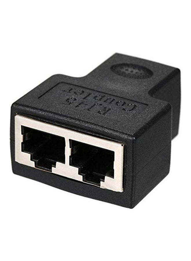 NIBEMINENT - Rj45 Splitter Adapter Connector 1 To 2 Female Ports Black - Image 1