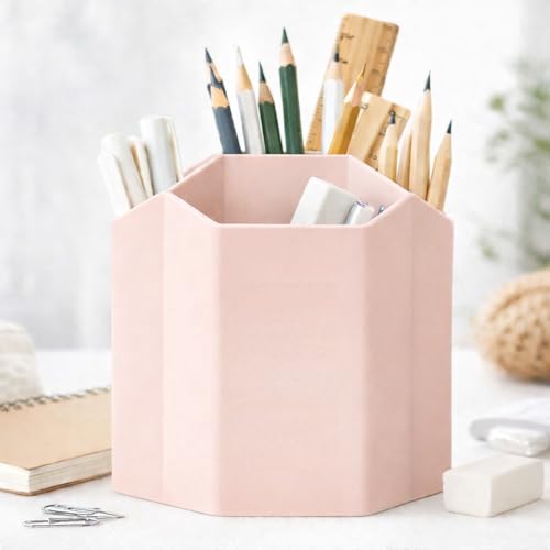 GEOCARTER Pen Holder | Aesthetic Pen Stand for Study Table, Kids & Office Desk | Cute Stationery Organizer | Pencil Stand & Desk Accessories | Organizer for Study & Workspaces - Pink - Image 1