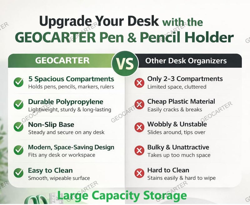 GEOCARTER Pen Holder | Aesthetic Pen Stand for Study Table, Kids & Office Desk | Cute Stationery Organizer | Pencil Stand & Desk Accessories | Organizer for Study & Workspaces - Pink - Image 4