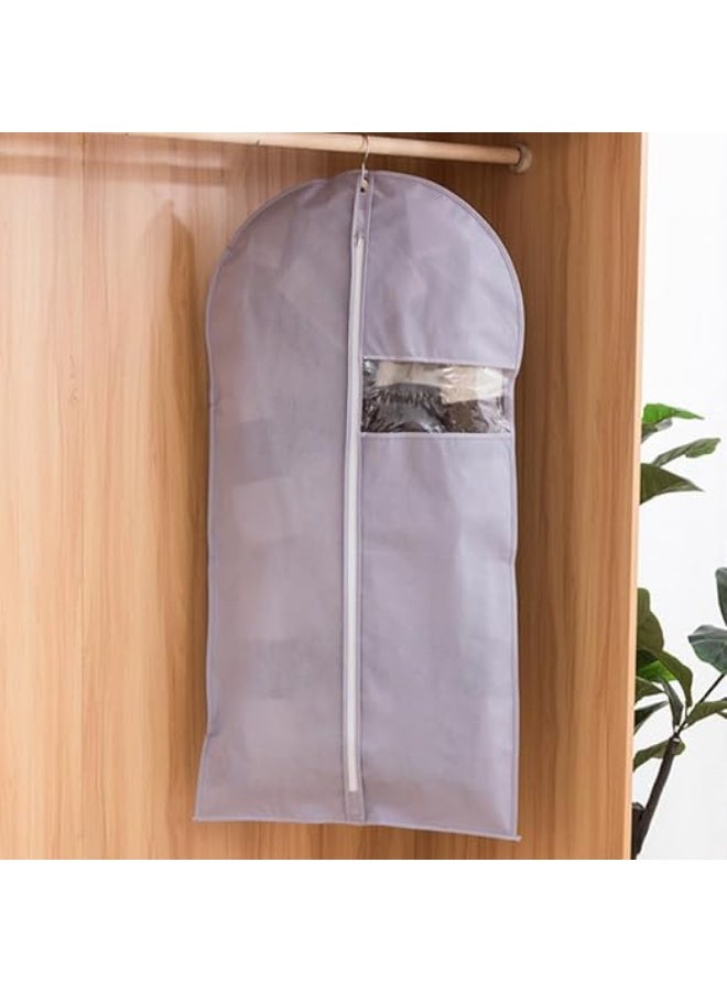 Set of 5 Closet Storage Clothes Bags 60 x 100cm, Transparent Waterproof Zippered Plastic Suit Cover for Suits, Shirts, Coats, Jackets, Dustproof Clothes Protector without Hanger (Grey) - Image 5