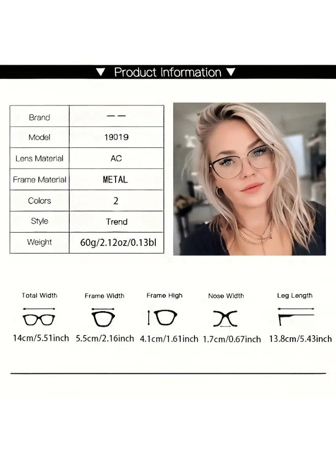 سينت هاوس نظارات أنيقة بإطار معدني على شكل عين القطة للنساء - تصميم بسيط، إكسسوار عصري (مع حافظة)

نظارات زرقاء عاكسة للضوء، نظارات طبية - Image 2