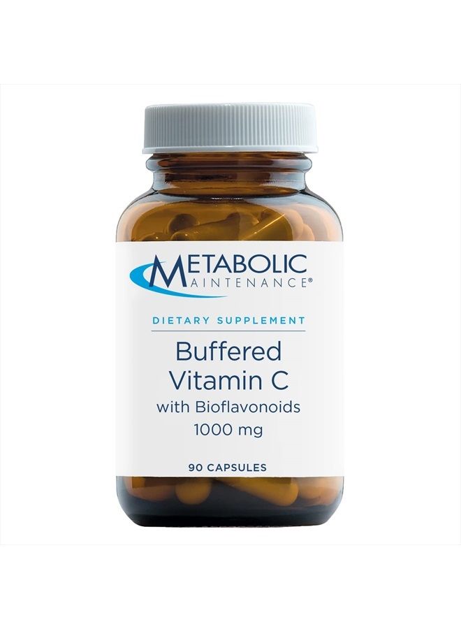 Metabolic Maintenance Buffered Vitamin C with Bioflavonoids - 1000 mg with Rutin + Hesperidin - Antioxidant + Immune Support Supplement Designed to be Easy On The Stomach (90 Capsules) - Image 1