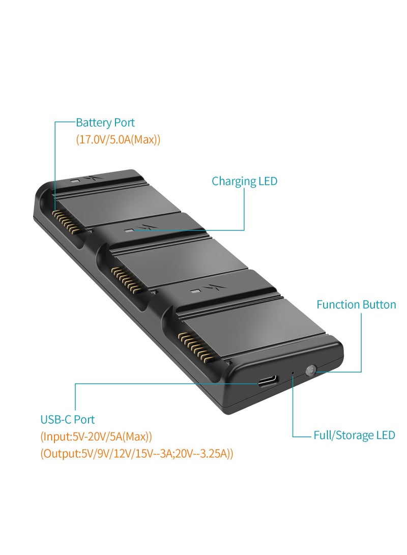 SOLARAE 3-Ports Intelligent Battery Charger for DJI Air 3 Drone, Portable Quick Charging Hub with Storage and Discharging Mode Compatible with DJI Air 3 RC Quadcopter - Image 2