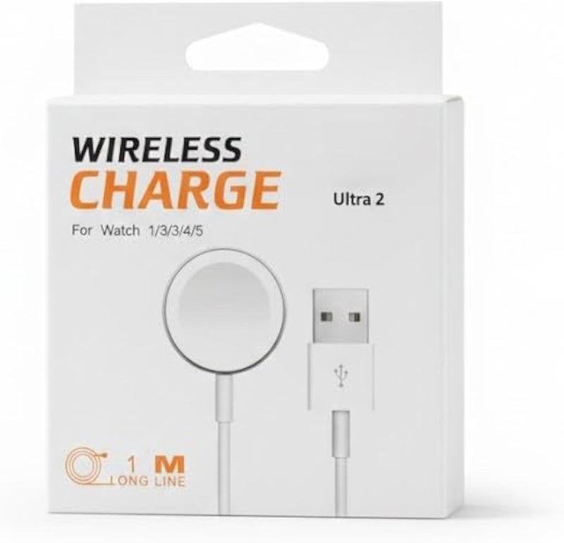 شاحن لاسلكي متوافق مع 5/ألترا 2 1/2/3/4 - كابل USB بطول 1 متر - أبيض