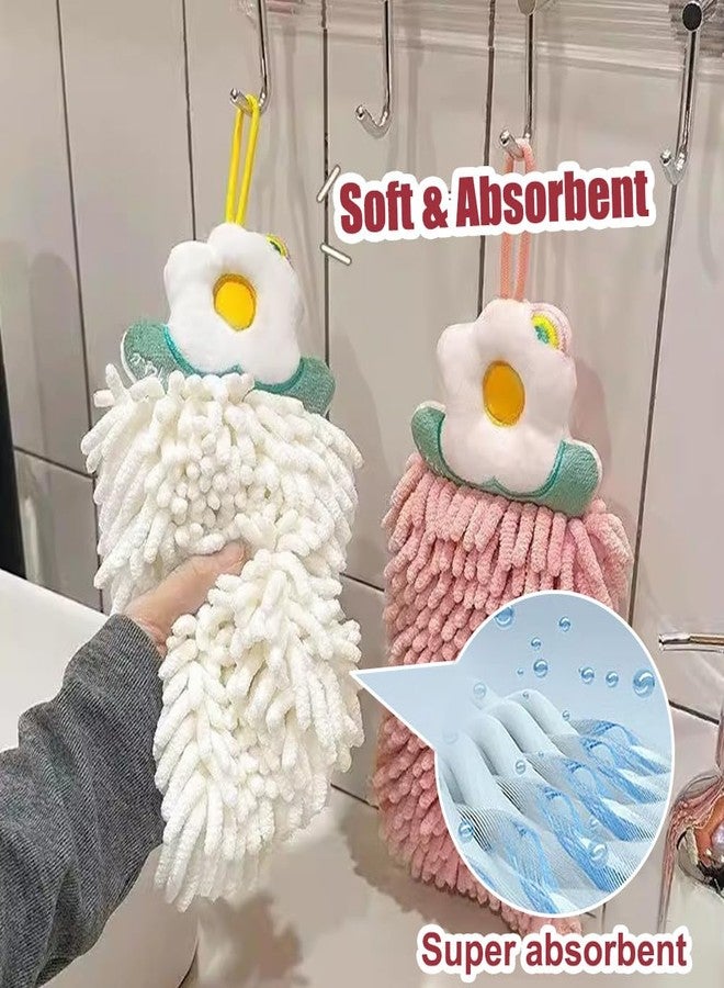 DONGKER Hanging Hand Towel,Chenille Fluffy Quick Dry Hand Towel with Hanging Loops for Bathroom Kitchen Washstand - Image 5