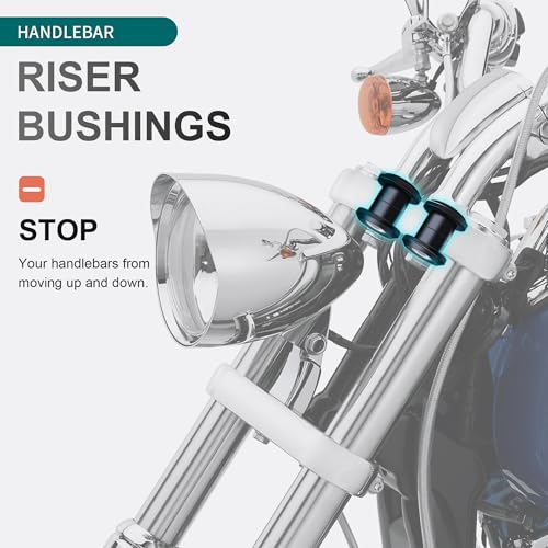 MoKitDora Handlebar Riser Bushings Damper Kit for 1983-up Harley Touring Road King Electra Street Glide FLHR FLTR FLHX FLHT & 2018-up Softail Deluxe Breakout Heritage Street Bob Fat Boy Low Rider - Image 2