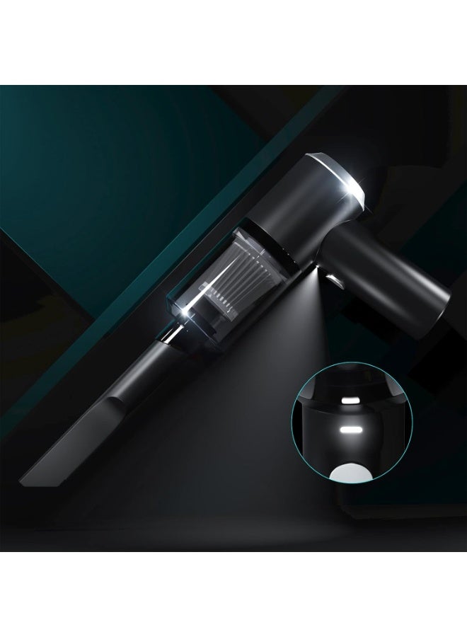 مجموعة ملحقات مكنسة كهربائية محمولة عامة للسيارة عالية الطاقة لاسلكية صغيرة محمولة لتنظيف السيارات وتفاصيلها وتنظيف الجزء الداخلي للسيارة، مكنسة كهربائية سوداء - Image 2