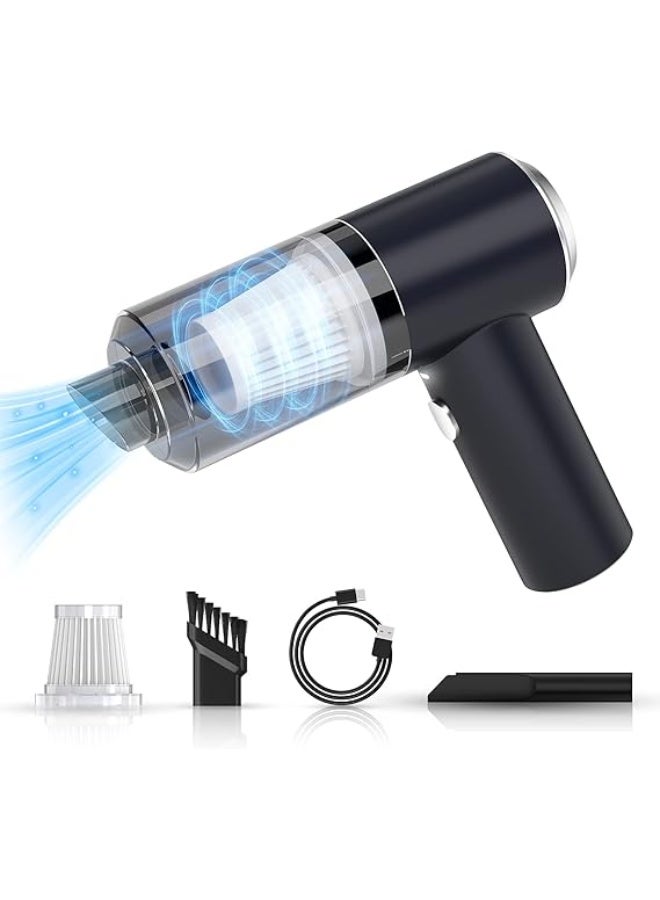 مجموعة ملحقات مكنسة كهربائية محمولة عامة للسيارة عالية الطاقة لاسلكية صغيرة محمولة لتنظيف السيارات وتفاصيلها وتنظيف الجزء الداخلي للسيارة، مكنسة كهربائية سوداء - Image 1