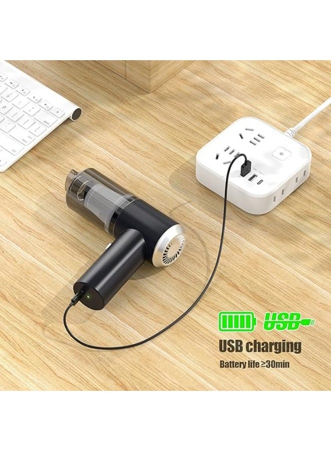 مجموعة ملحقات مكنسة كهربائية محمولة عامة للسيارة عالية الطاقة لاسلكية صغيرة محمولة لتنظيف السيارات وتفاصيلها وتنظيف الجزء الداخلي للسيارة، مكنسة كهربائية سوداء - Image 4