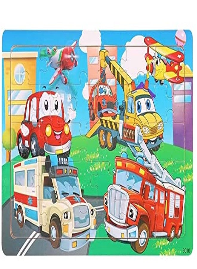 Chocozone 30 Pc Wooden Jigsaw Puzzle for Kids, Educational Puzzles for Kids for Age 3 Toys for 3+ Years Old Boys and Girls (22.5cm x 15cm) - Cars - Image 1