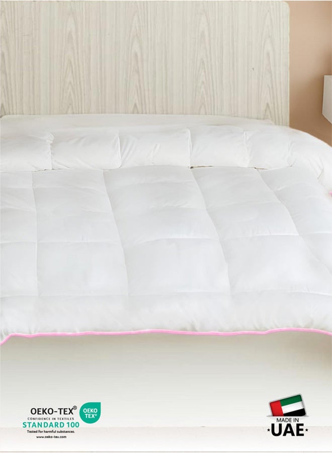 Cotton home لحاف أطفال قطن هوم® مقاوم للتسرب من القطن 125x110 سم - أبيض مع حبل وردي، لحاف ناعم وقابل للتنفس وخفيف الوزن لراحة الأطفال القصوى - Image 5