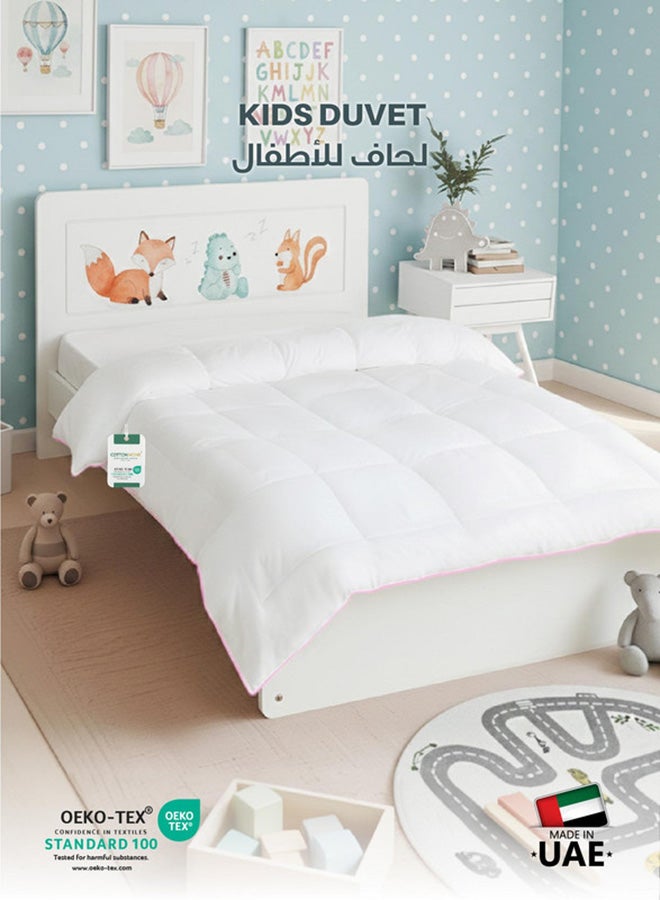 Cotton home لحاف أطفال قطن هوم® مقاوم للتسرب من القطن 125x110 سم - أبيض مع حبل وردي، لحاف ناعم وقابل للتنفس وخفيف الوزن لراحة الأطفال القصوى - Image 1
