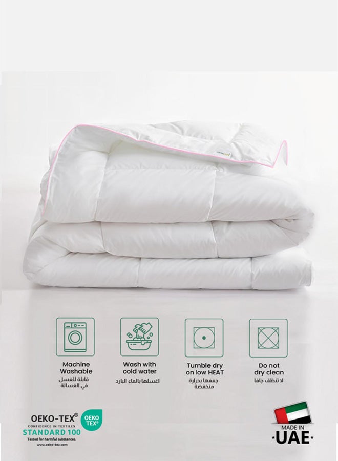 Cotton home لحاف أطفال قطن هوم® مقاوم للتسرب من القطن 125x110 سم - أبيض مع حبل وردي، لحاف ناعم وقابل للتنفس وخفيف الوزن لراحة الأطفال القصوى - Image 3