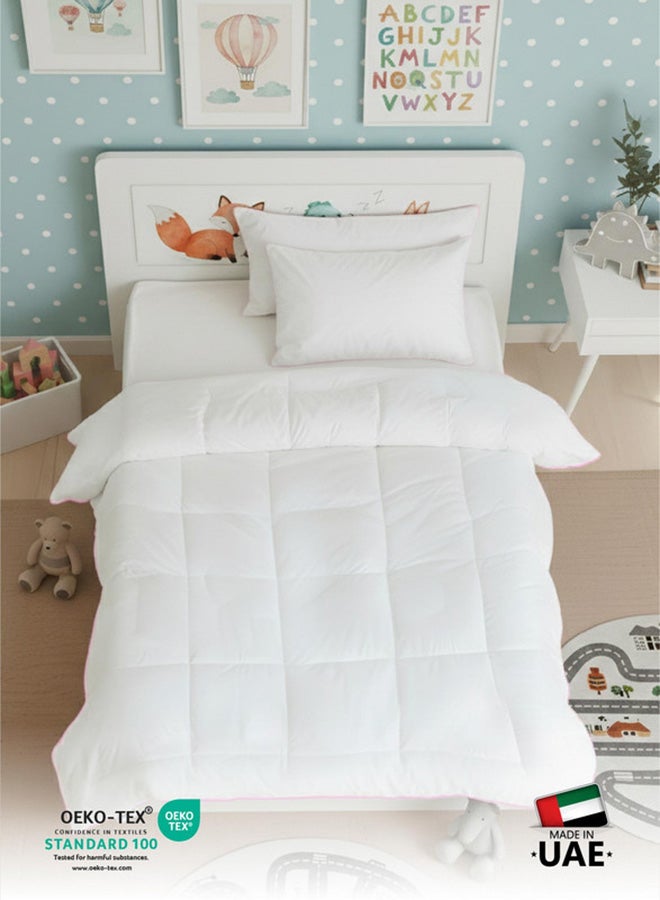 Cotton home لحاف أطفال قطن هوم® مقاوم للتسرب من القطن 125x110 سم - أبيض مع حبل وردي، لحاف ناعم وقابل للتنفس وخفيف الوزن لراحة الأطفال القصوى - Image 4