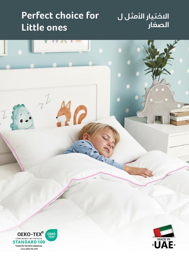 Cotton home لحاف أطفال قطن هوم® مقاوم للتسرب من القطن 125x110 سم - أبيض مع حبل وردي، لحاف ناعم وقابل للتنفس وخفيف الوزن لراحة الأطفال القصوى - Image 2