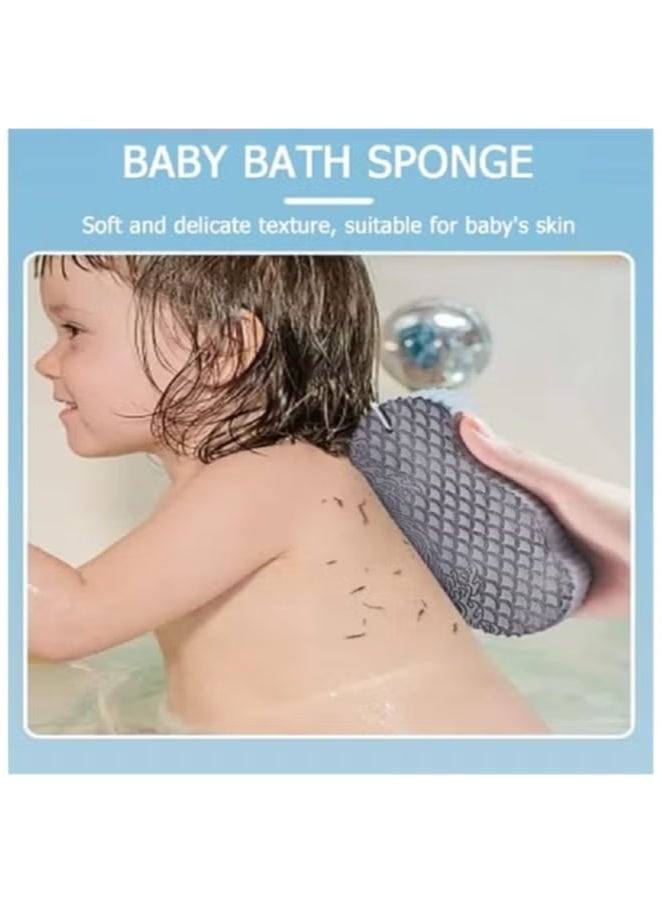 3 Pieces of Magical Exfoliating Bath Sponge, 3D Super Soft Exfoliating, Skin-Friendly, Reusable, Suitable for Adults, Children and Pregnant Women. (Pink+blue+grey) - Image 3