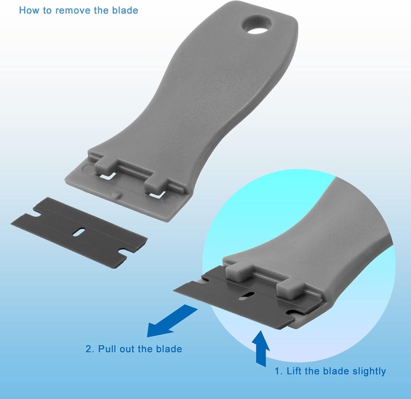 FOSHIO 20PCS Grey Plastic Razor Blade Scraper Tool for Gasket Remover, Sticker Remover, Labels Decal and Adhesive Remover for Windows and Glass - Image 4
