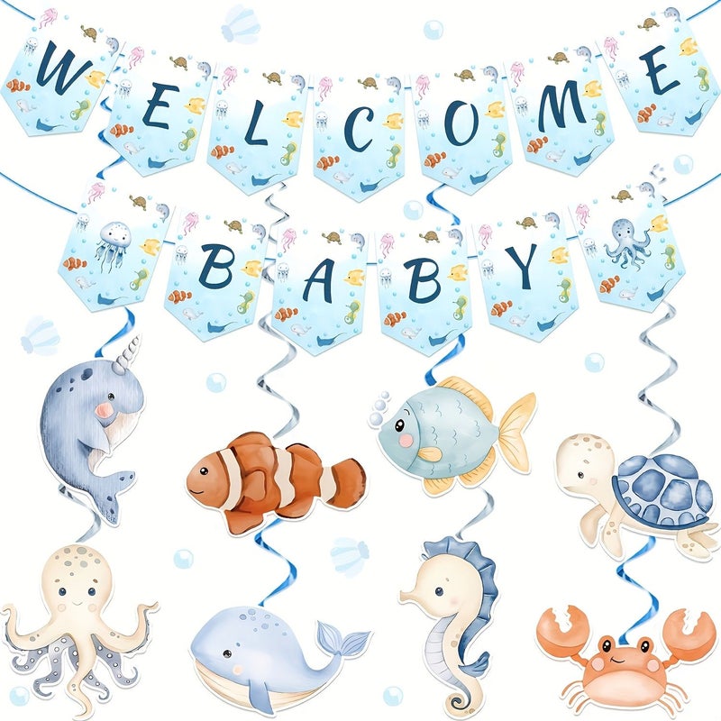 29pcs Underwater World Banner Sea Creature Decorations Party Supplies - Image 1