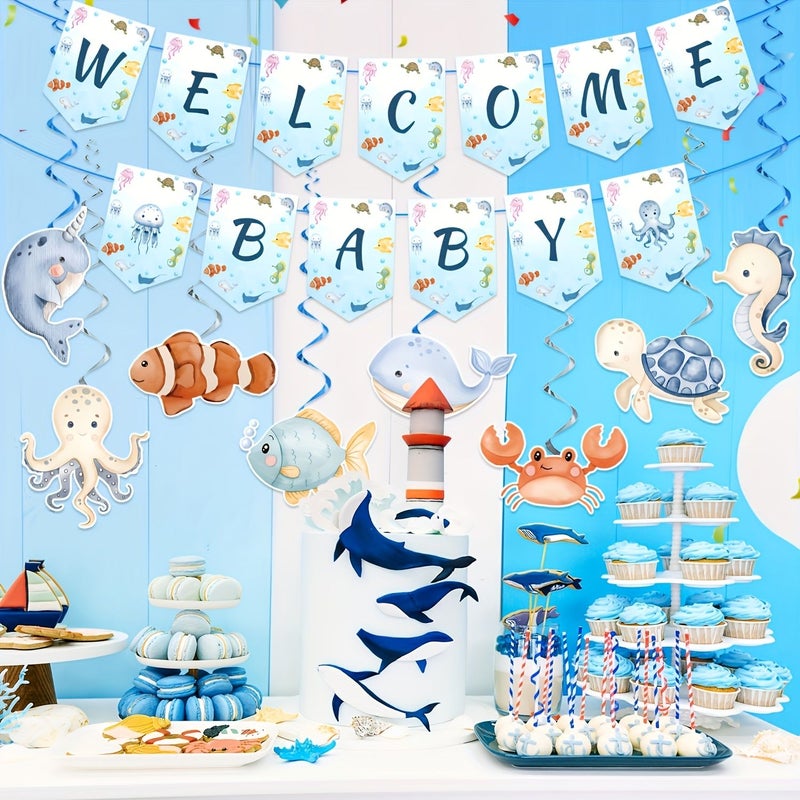 29pcs Underwater World Banner Sea Creature Decorations Party Supplies - Image 4