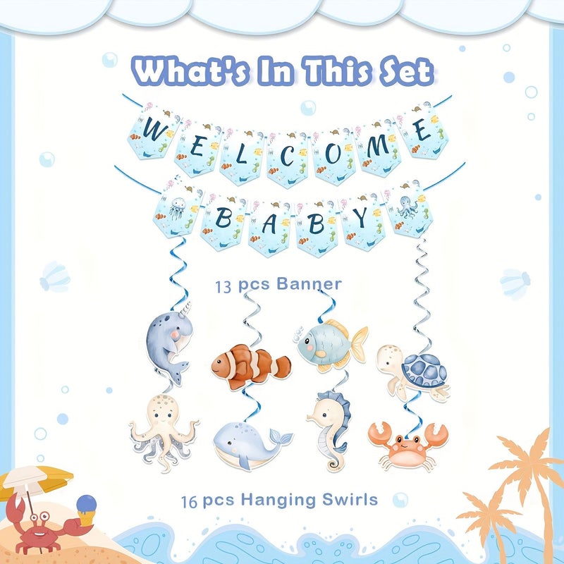29pcs Underwater World Banner Sea Creature Decorations Party Supplies - Image 5