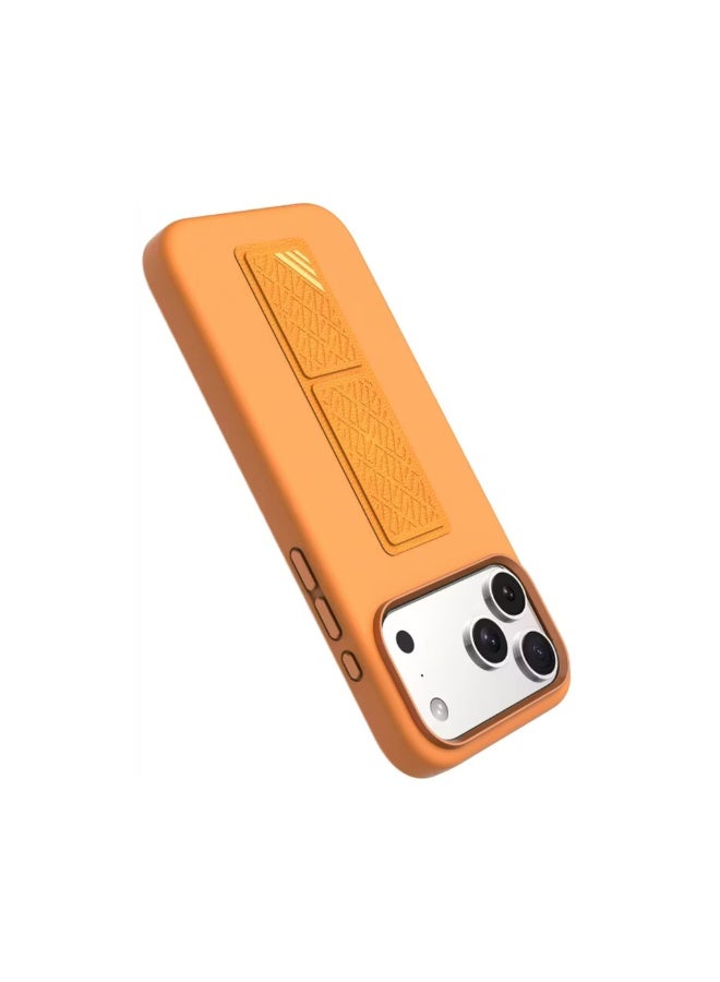 LEVELO Morphix Silicone GripStand Case for iPhone 17 Pro Max, Hands-Free Viewing, True Microfiber Interior Lining, Horizontal & Vertical Stand, Shock-Resistant Bumper, Raised Bezels for Camera & Screen, Slim Fit Design - Orange - Image 4