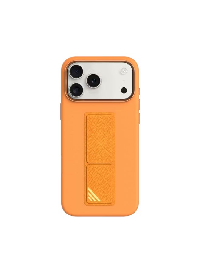 LEVELO Morphix Silicone GripStand Case for iPhone 17 Pro Max, Hands-Free Viewing, True Microfiber Interior Lining, Horizontal & Vertical Stand, Shock-Resistant Bumper, Raised Bezels for Camera & Screen, Slim Fit Design - Orange - Image 2