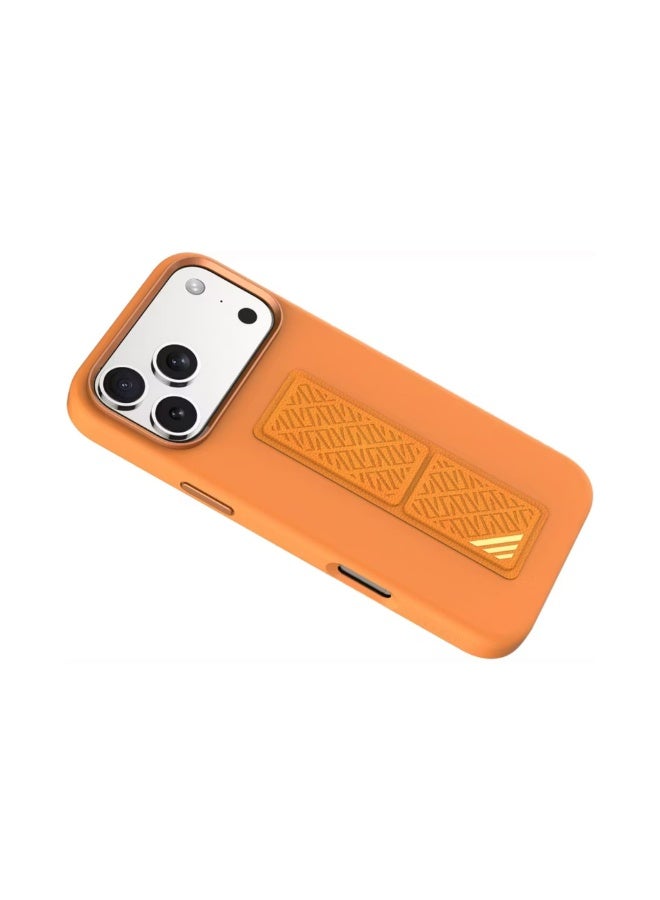 LEVELO Morphix Silicone GripStand Case for iPhone 17 Pro Max, Hands-Free Viewing, True Microfiber Interior Lining, Horizontal & Vertical Stand, Shock-Resistant Bumper, Raised Bezels for Camera & Screen, Slim Fit Design - Orange - Image 3