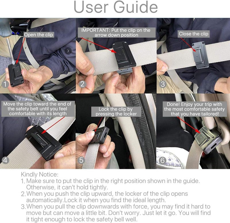 Beaute 2x Car Seat Belt Adjuster Clip Stopper Strap Buckle for Comfort Tension - Image 4