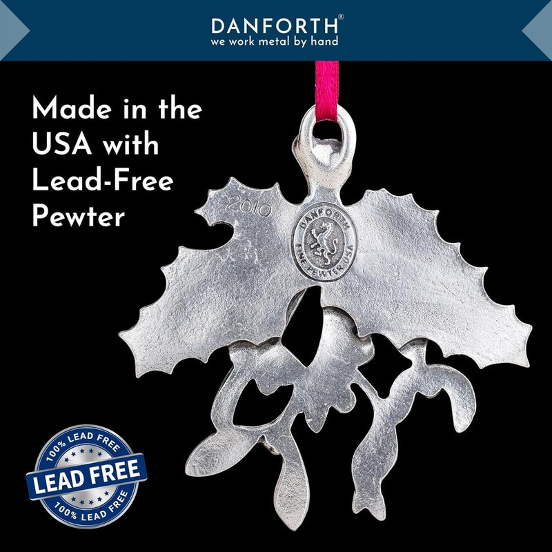 DANFORTH 2010 Annual Mistletoe and Holly Pewter Ornament - Image 4