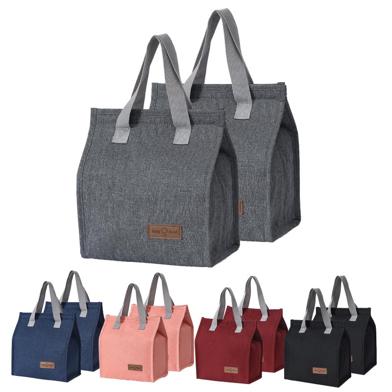 HexinYigjly 2pcs Grey Lunch Bag Insulated, Lunch Box Bag, Reusable Lunch Tote Bag, Lunch Box Container Bag Insulated for Women, Men, Work, Office, Travel - Image 1