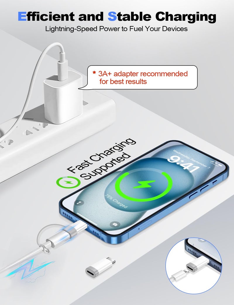xiwxi ðŸ’ððšðœð¤ ð”ð©ð ð«ðšððžð Lightning to USB C Adapter for iPhone15/16/17 Pro/17 Pro Max,Fast Charging&Data Transfer,Type C Charger Connector Cable for 17/16,Serial Adapter-Not for Headphone/OTG - Image 5