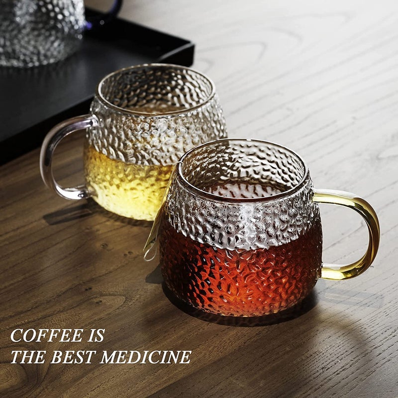 LARYNX Golden Handle Glass Tea Cup Used for Tea Coffee Green Tea Herbal Tea Lemon Tea Cup 410 ml Set of 2 - Image 2
