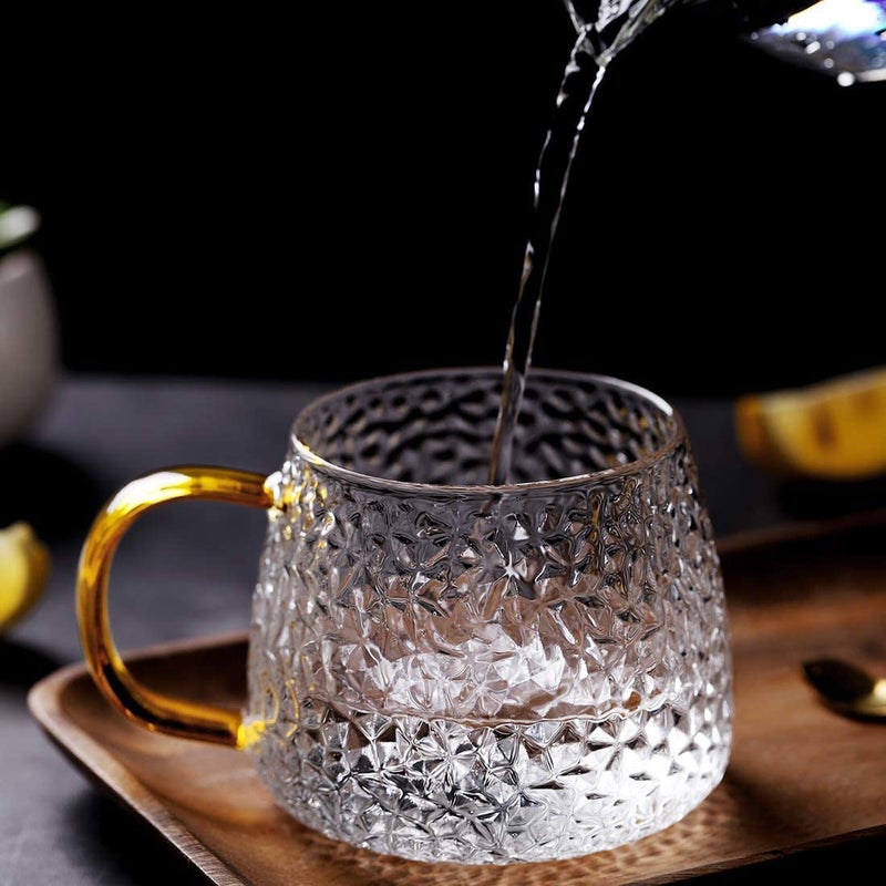 LARYNX Golden Handle Glass Tea Cup Used for Tea Coffee Green Tea Herbal Tea Lemon Tea Cup 410 ml Set of 2 - Image 3