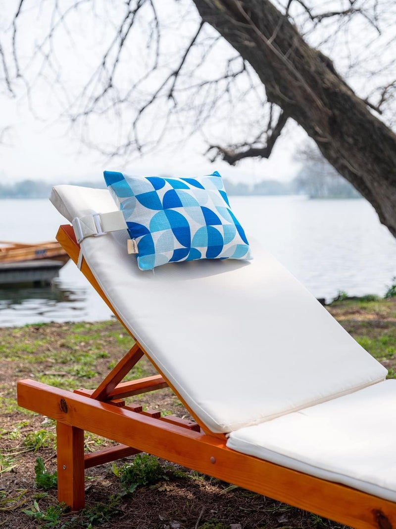 vmgreen Patio Chairs Headrest Pillows,Outdoor Ledge Pool Lounge Chair Pillows with Insert Adjustable Elastic Stripe for Recliner Adirondack Head Neck Attachment, 2 Pack Size 11”*16” Blue - Image 2