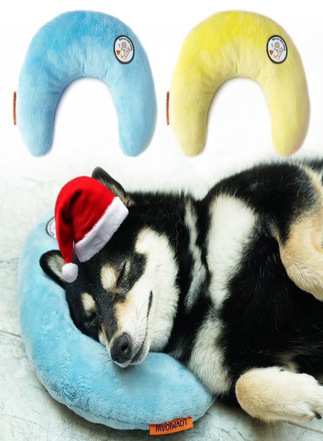 LOVMIOAW Cat Pillow, Dog Pillow, Claming Pillows for Small Dogs and Cats, Joint Relief Sleeping Improve Pet Neck Pillow， Deep Sleep Fluffy & Cozy Pet Calming Toy，Machine Washable(2 Pack(Blue&Yellow)) - Image 1
