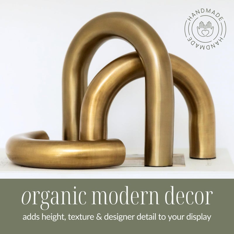 STRONA Brass Finish Arch Decor - 3 Piece Organic Modern Home Decor Accent Set for Bookshelf, Coffee Table & Console Styling - Image 5