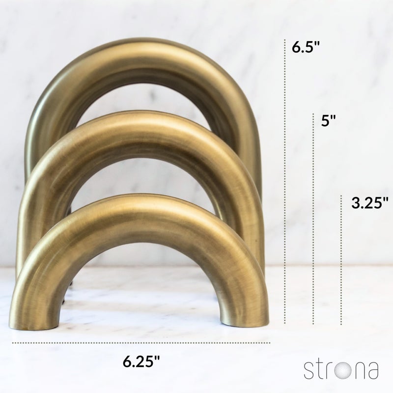 STRONA Brass Finish Arch Decor - 3 Piece Organic Modern Home Decor Accent Set for Bookshelf, Coffee Table & Console Styling - Image 3