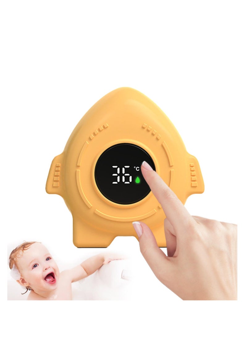 KASTWAVE Baby Bath Thermometer, Cartoon Rocket Bathtub Temperature Tester LED Display, IPX9 Waterproof Safety Water Temperature Thermometer for Bathtub, Floating Bathing Gift for Kids Newborn - Image 1