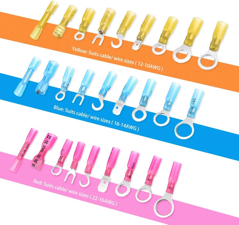 Nilight 135 PCS Heat Shrink Wire Connectors - Electrical Terminals Kit - Marine Automotive Crimp Connector Assortment - Ring Fork Hook Spade Butt Splices, 2 Years Warranty - Image 5