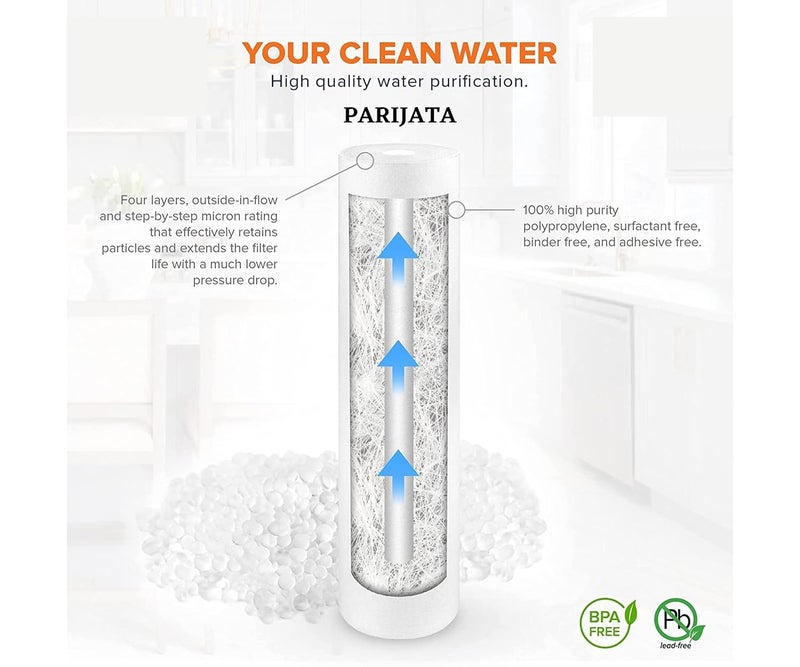 PARIJATA Big Blue Sediment Water Filter 20Inch Whole House Heavy Duty DualGradient Density Spun Polypropylene Replacement Filter Cartridge 20 x 45 5 Micron - Image 4