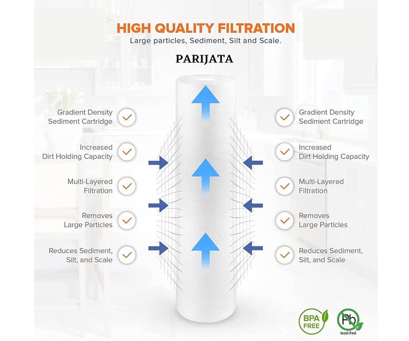 PARIJATA Big Blue Sediment Water Filter 20Inch Whole House Heavy Duty DualGradient Density Spun Polypropylene Replacement Filter Cartridge 20 x 45 5 Micron - Image 5