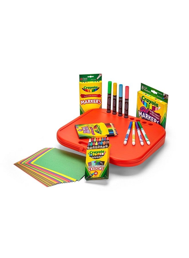 Crayola Create 'N Carry Art Set (75pcs), 2-in-1 Lap Desk & Carrying Case, Art Kit for Kids Crafts, Drawing & Coloring Supplies, Travel Gifts for Kids - Image 4
