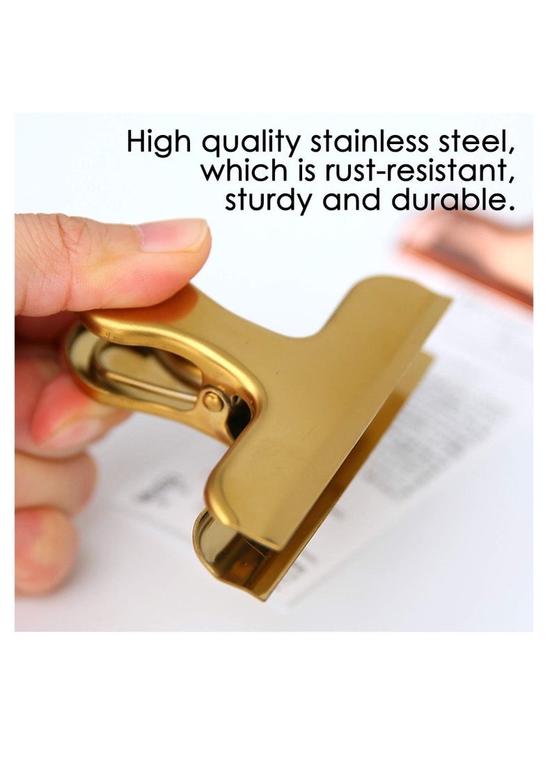 Excefore - Bag Clips, 8Pcs Shiny Gold Bag Clips, Stainless Steel Heavy Duty Metal Bag Clip, Tightly Seals Chip, Coffee, Bread or Cereal Bags to Keep Food Fresh, For Home, Kitchen, Office, Pantry, Camping (Gold) - Image 1