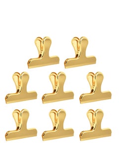 Bag Clips, 8Pcs Shiny Gold Bag Clips, Stainless Steel Heavy Duty Metal Bag Clip, Tightly Seals Chip, Coffee, Bread or Cereal Bags to Keep Food Fresh, For Home, Kitchen, Office, Pantry, Camping (Gold)
