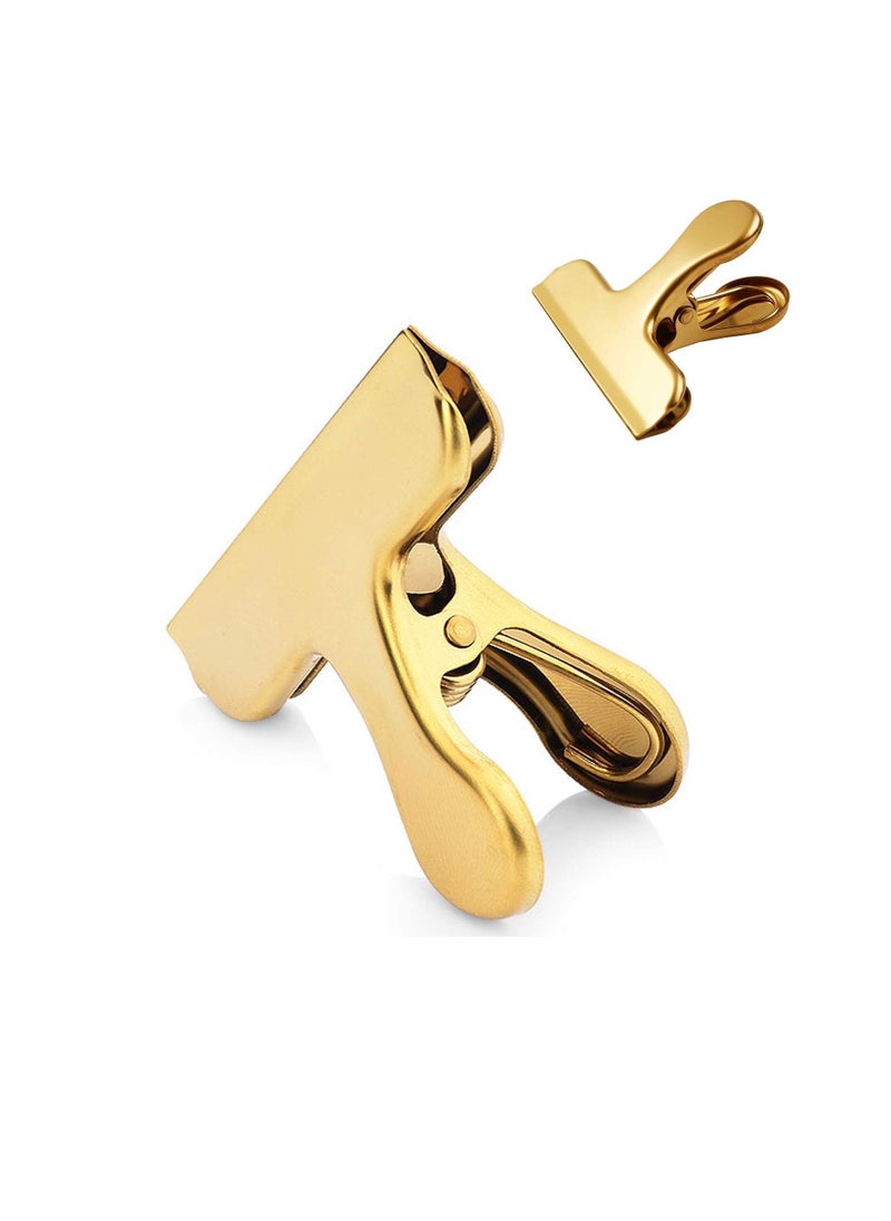Excefore - Bag Clips, 8Pcs Shiny Gold Bag Clips, Stainless Steel Heavy Duty Metal Bag Clip, Tightly Seals Chip, Coffee, Bread or Cereal Bags to Keep Food Fresh, For Home, Kitchen, Office, Pantry, Camping (Gold) - Image 1