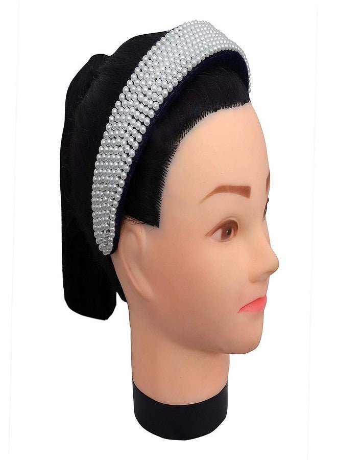 Nnr Girls Beaded Hair Bands With Pearl Work_ Pack Of 1 Pcs Blue Color - Image 3
