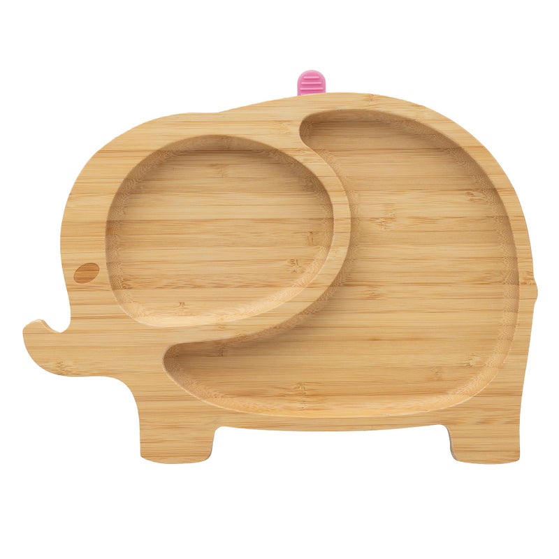hotut eco rascals Bamboo Baby Elephant Suction Plate - Eco Friendly Bamboo Plates for Babies and Toddlers, Strong Suction, BPA-Free, Suction Plates for Babies from 6 Months (Pink) - Image 1