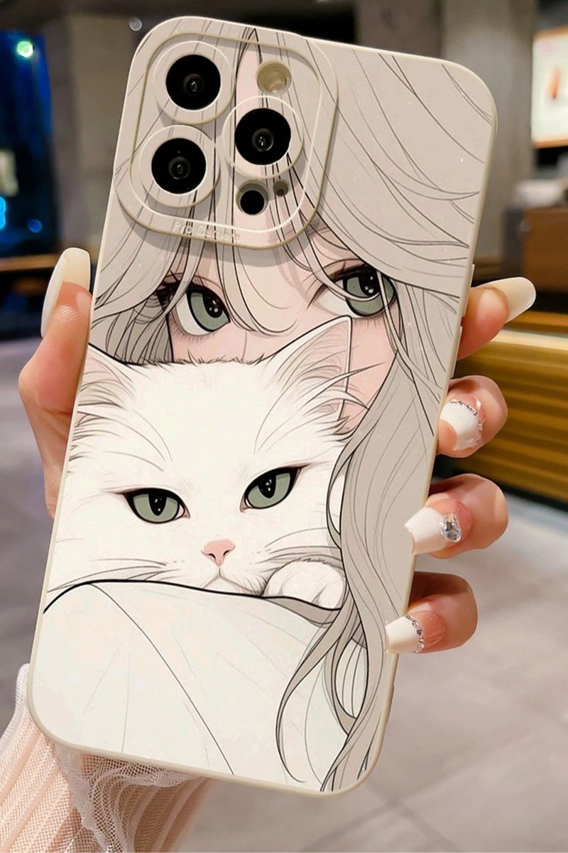 iPhone 16 Pro Max Case with Cute Anime Girl and Cat Design - Image 1