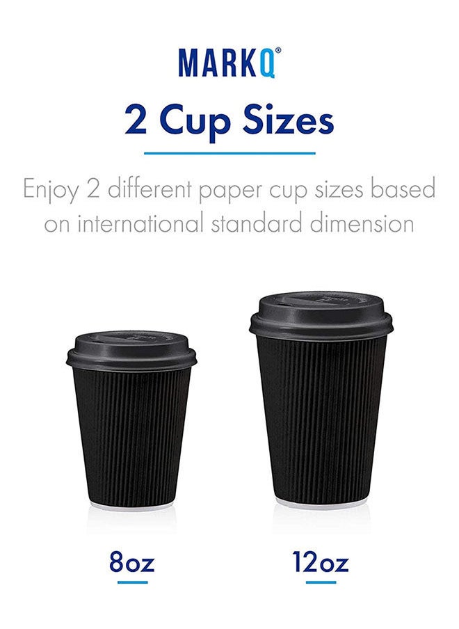 MARKQ Pack Of 50 Triple Wall Ripple Paper Disposable Coffee Cups With Lids For Hot And Cold Drinks 12 Ounce  - Image 4