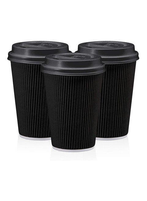 Pack Of 50 Triple Wall Ripple Paper Disposable Coffee Cups With Lids For Hot And Cold Drinks 12 Ounce